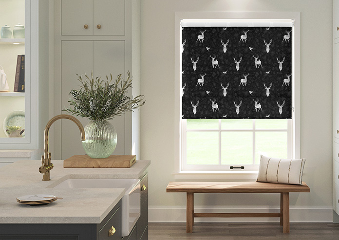 Highland Stags, Black And White - Roller Blind - Image 3